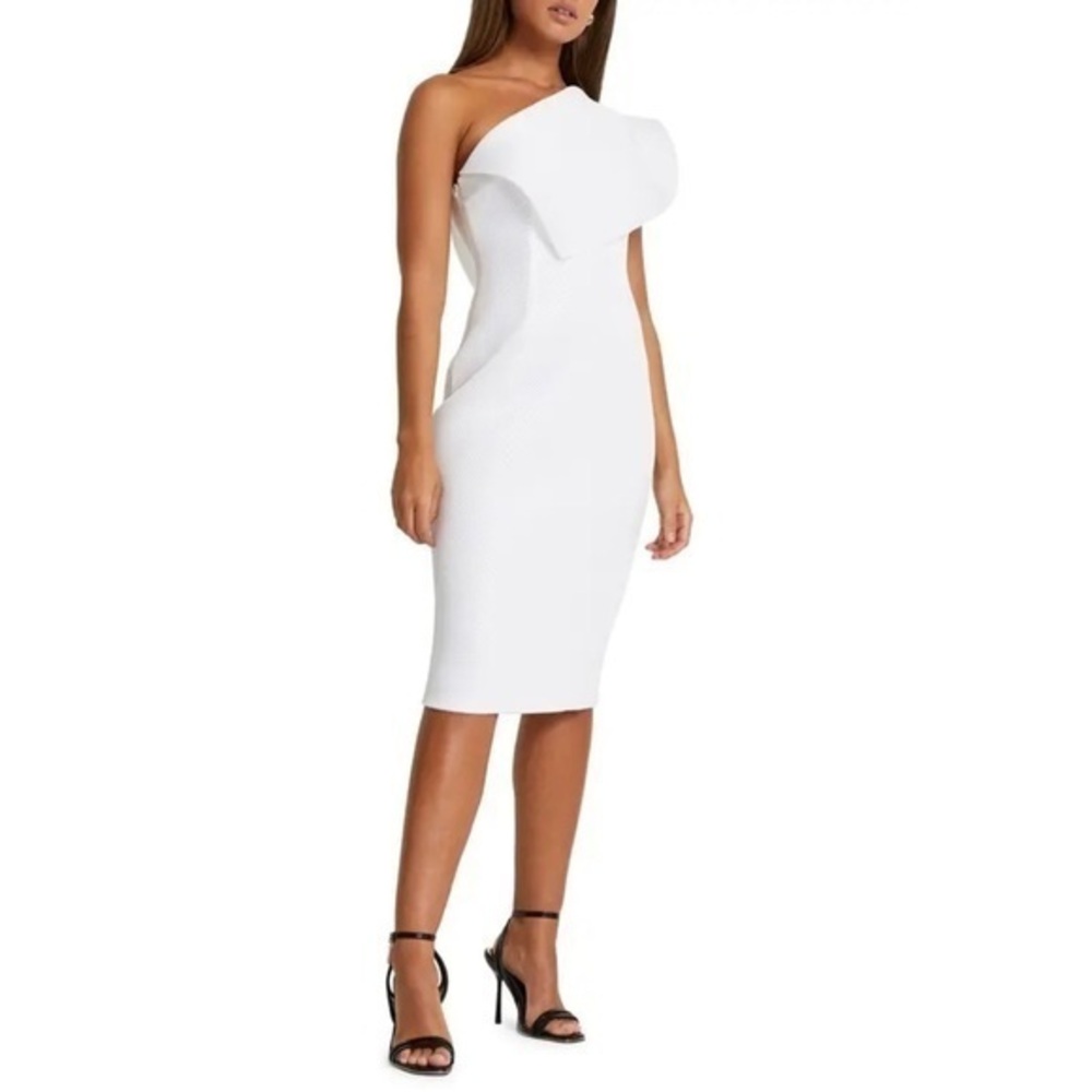River Island Fishnet One-shoulder Dress In White